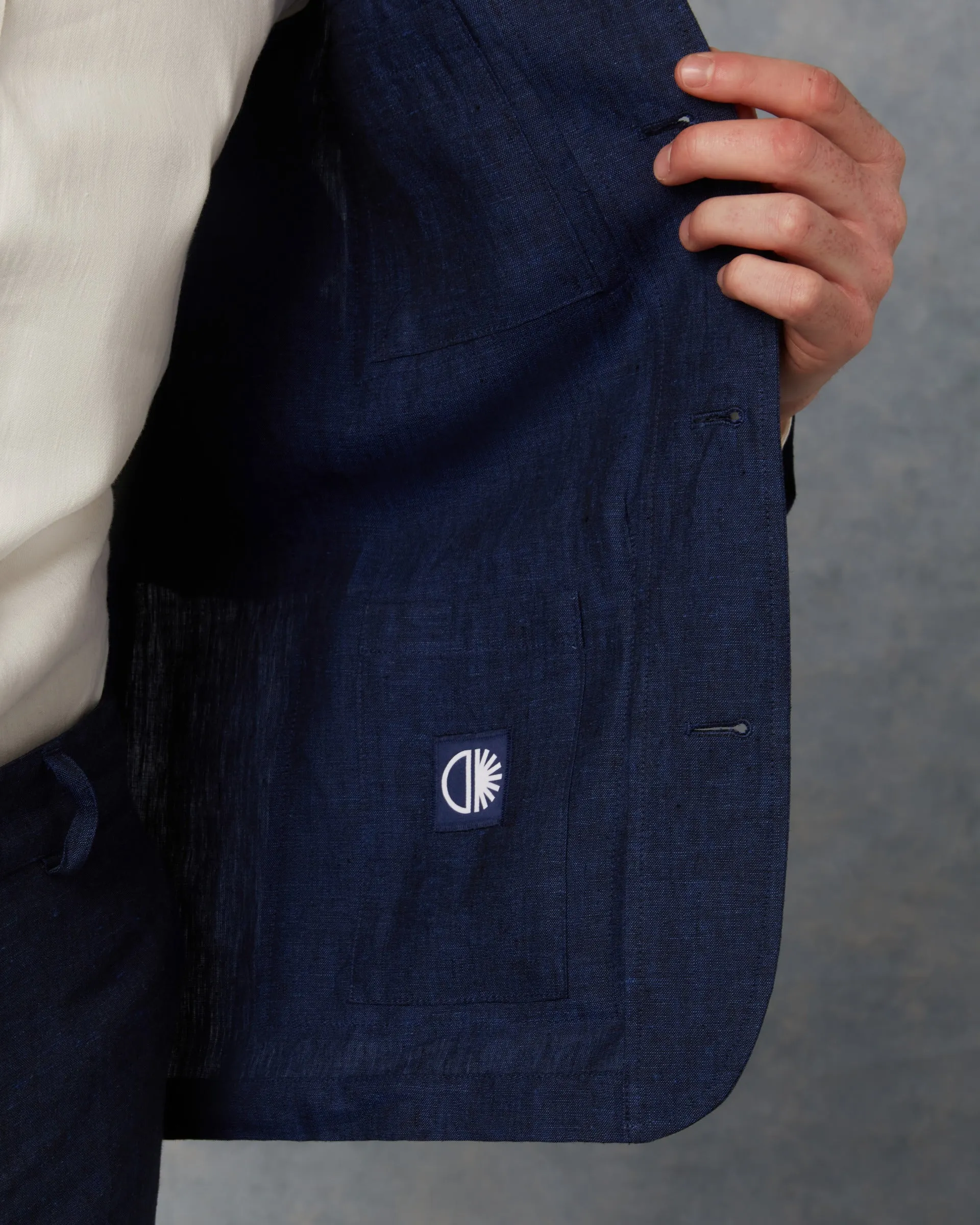 Mens Navy Linen Jacket