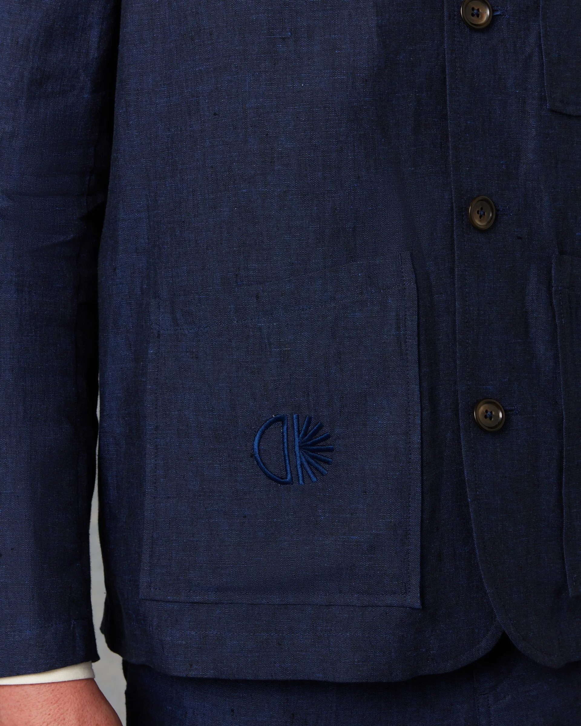 Mens Navy Linen Jacket