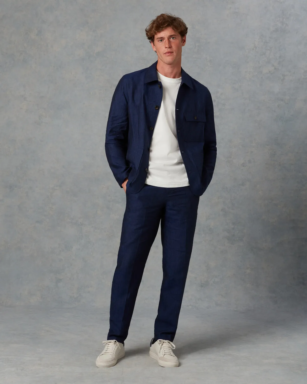 Mens Navy Linen Suit