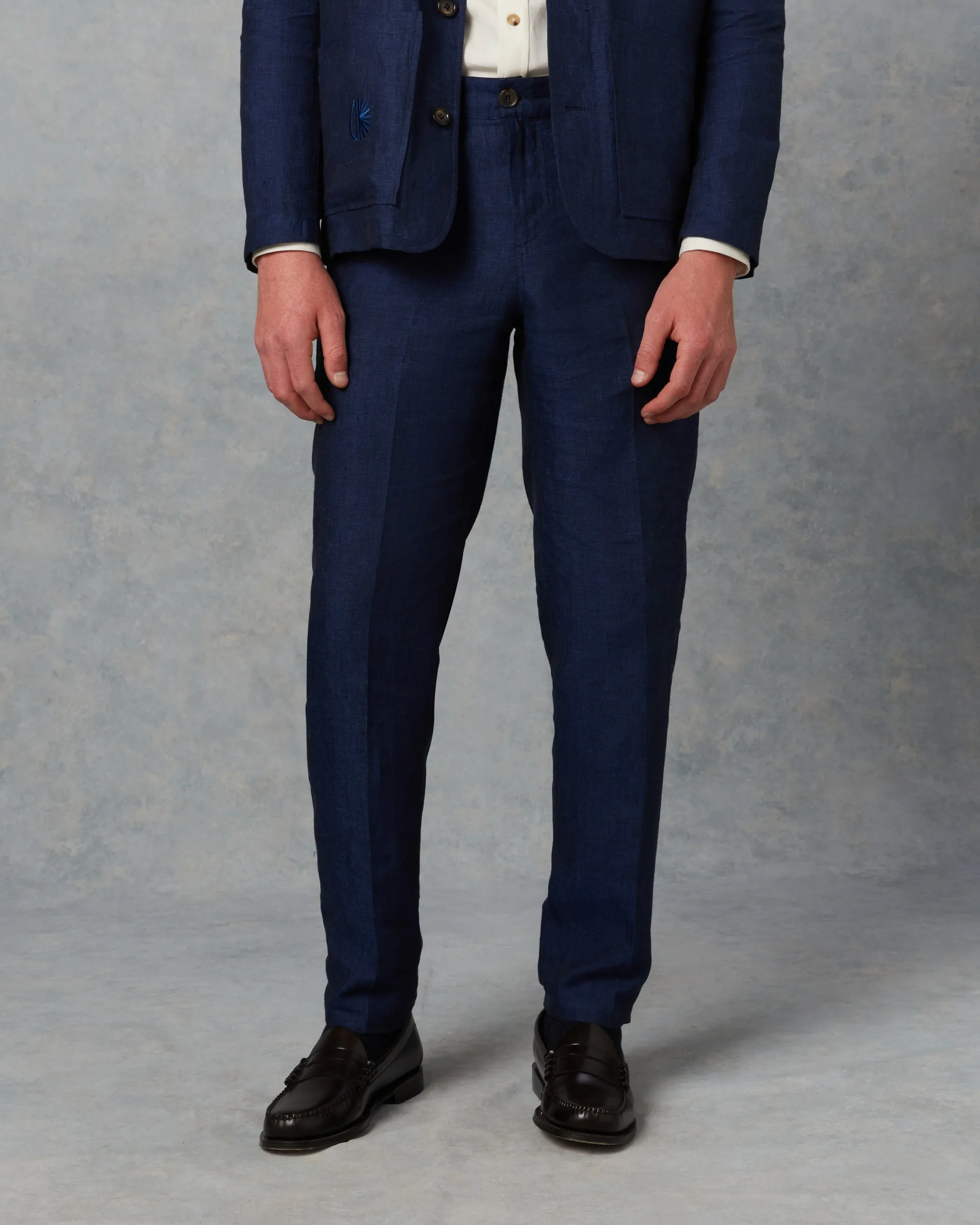 Mens Navy Linen Suit