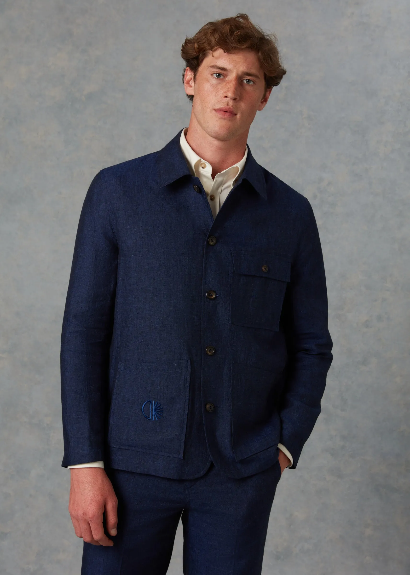Mens Navy Linen Suit