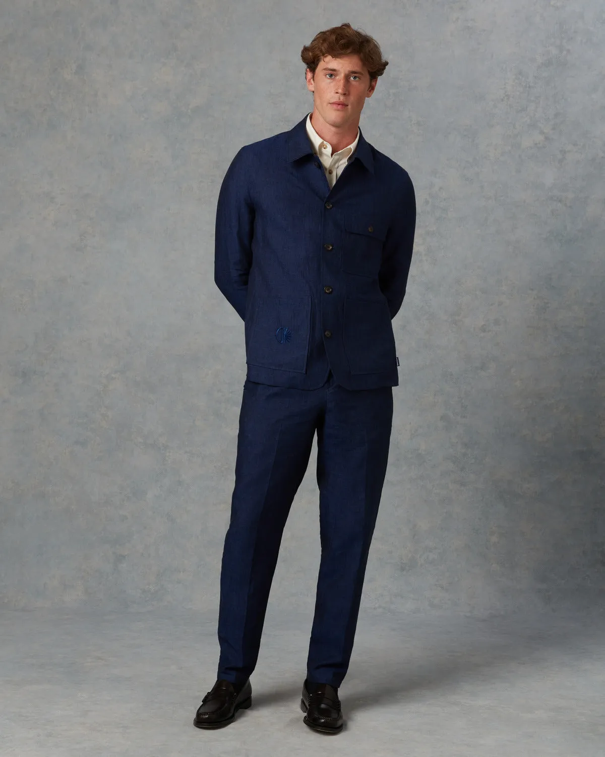 Mens Navy Linen Suit