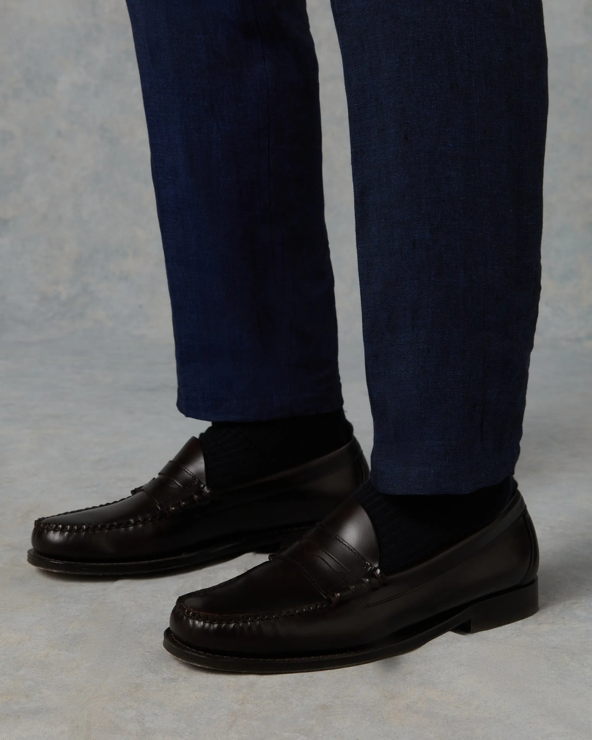 Mens Navy Linen Trouser