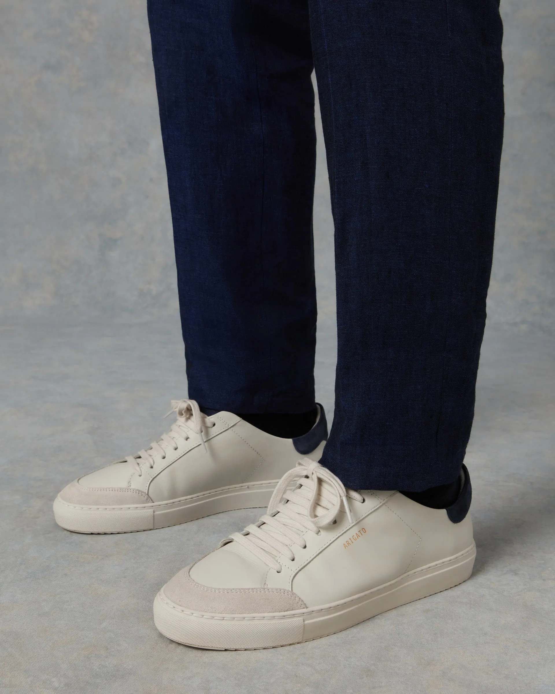 Mens Navy Linen Trouser