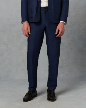 Mens Navy Linen Trouser