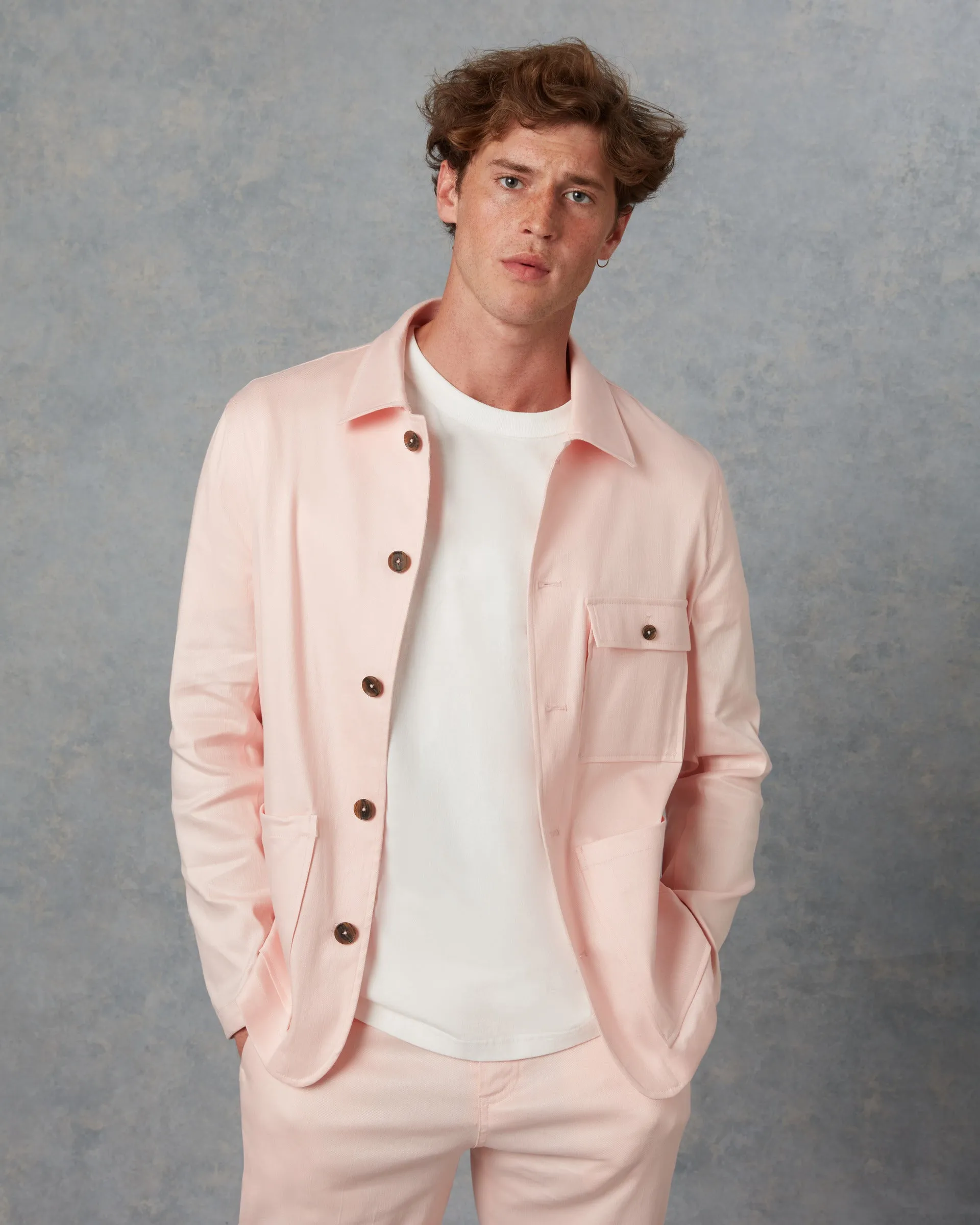 Mens Pink Linen Jacket