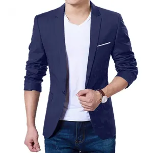 Men’s Slim Fit One-Button Blazer – Formal Business Suit Jacket (Black, Blue, Red)