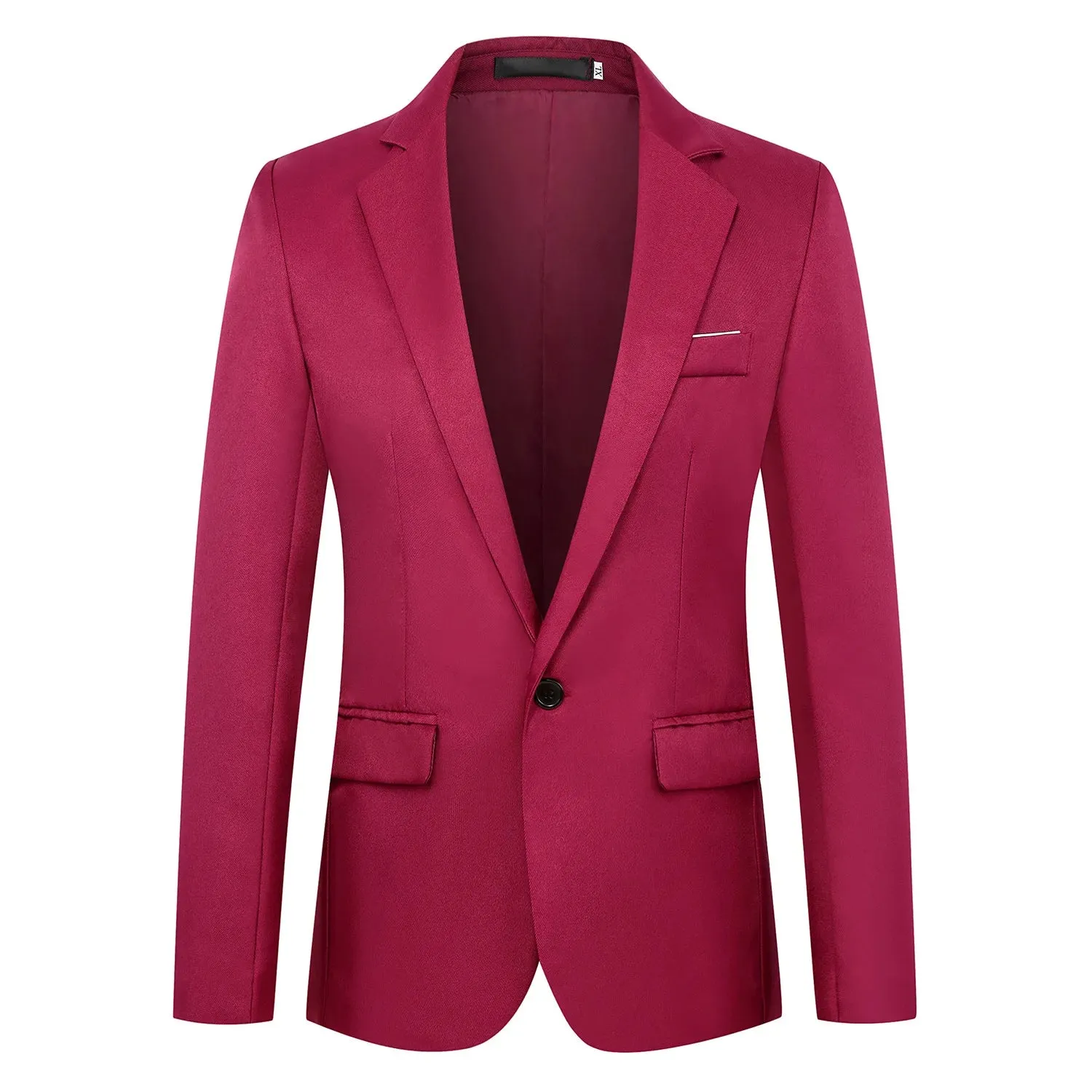 Men’s Slim Fit One-Button Blazer – Formal Business Suit Jacket (Black, Blue, Red)