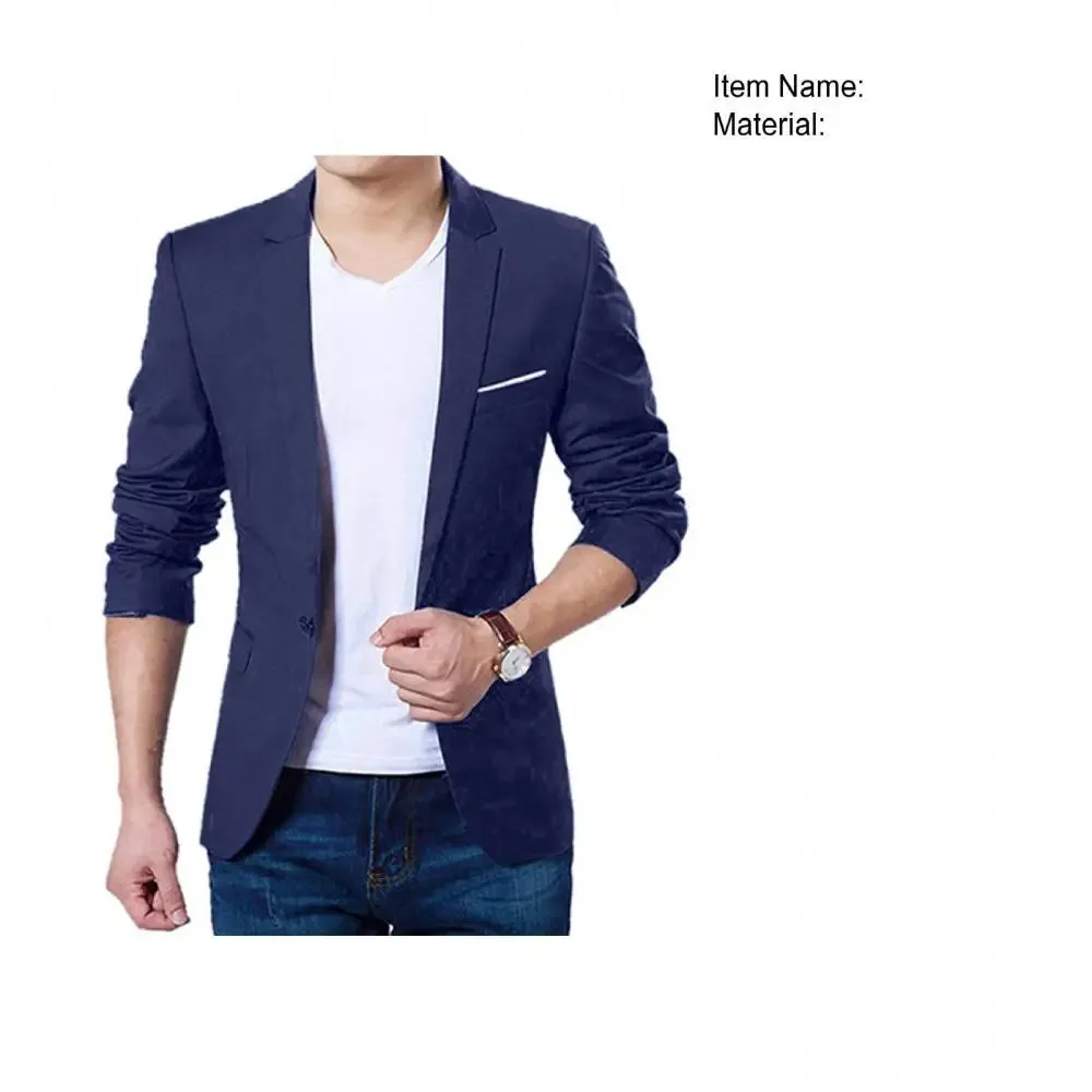 Men’s Slim Fit One-Button Blazer – Formal Business Suit Jacket (Black, Blue, Red)