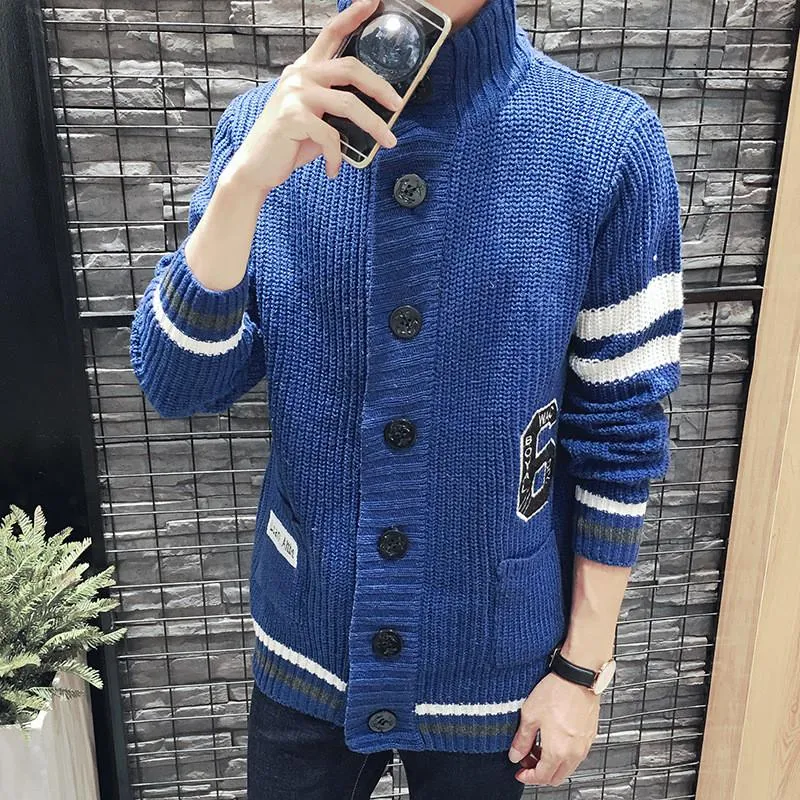 Men's Thick High Collar Button Up