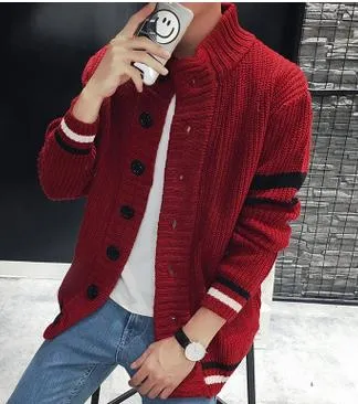 Men's Thick High Collar Button Up