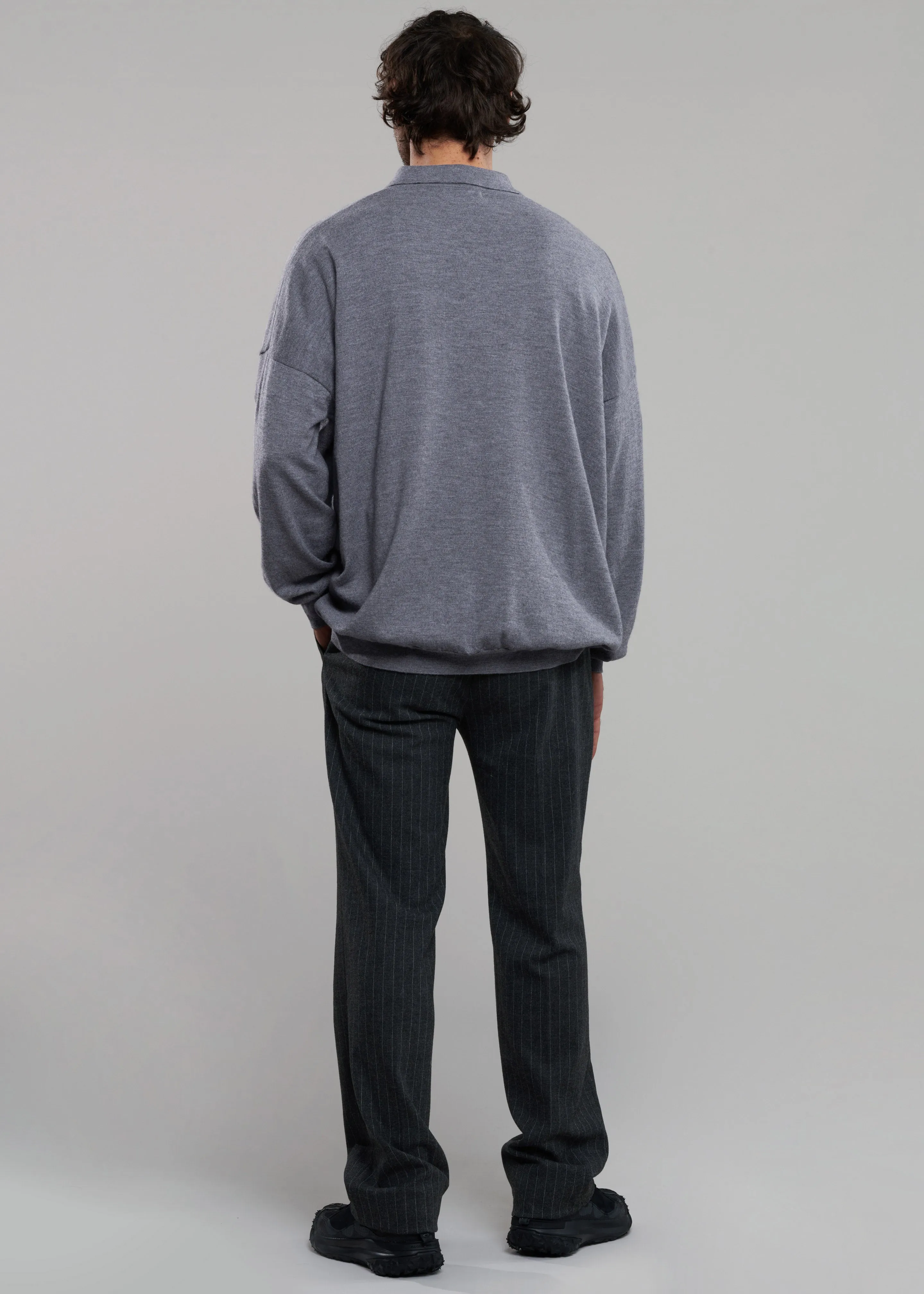 Meriel Wool Polo Sweater - Grey