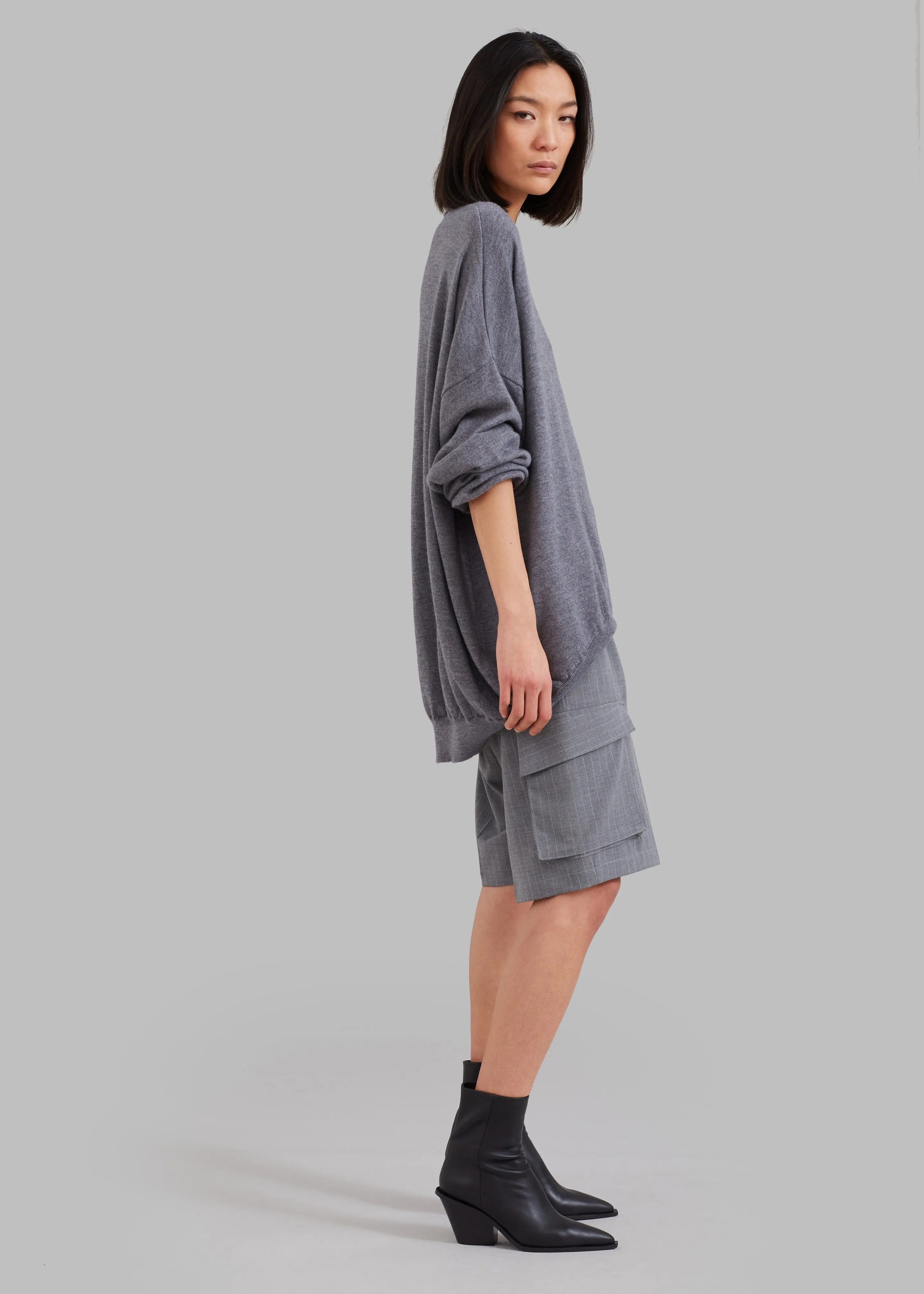 Meriel Wool Polo Sweater - Grey