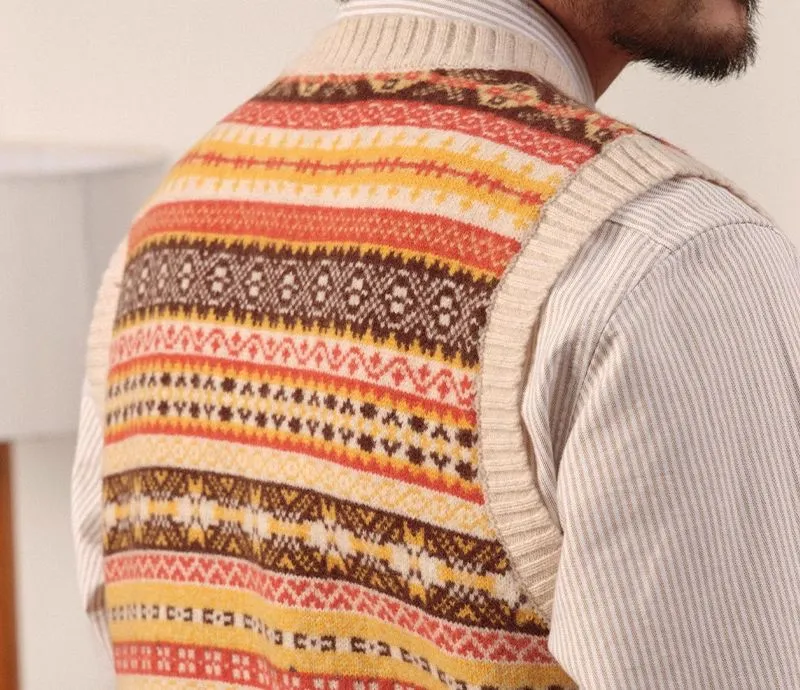 Merino Wool Knitted Fair Isle Vest