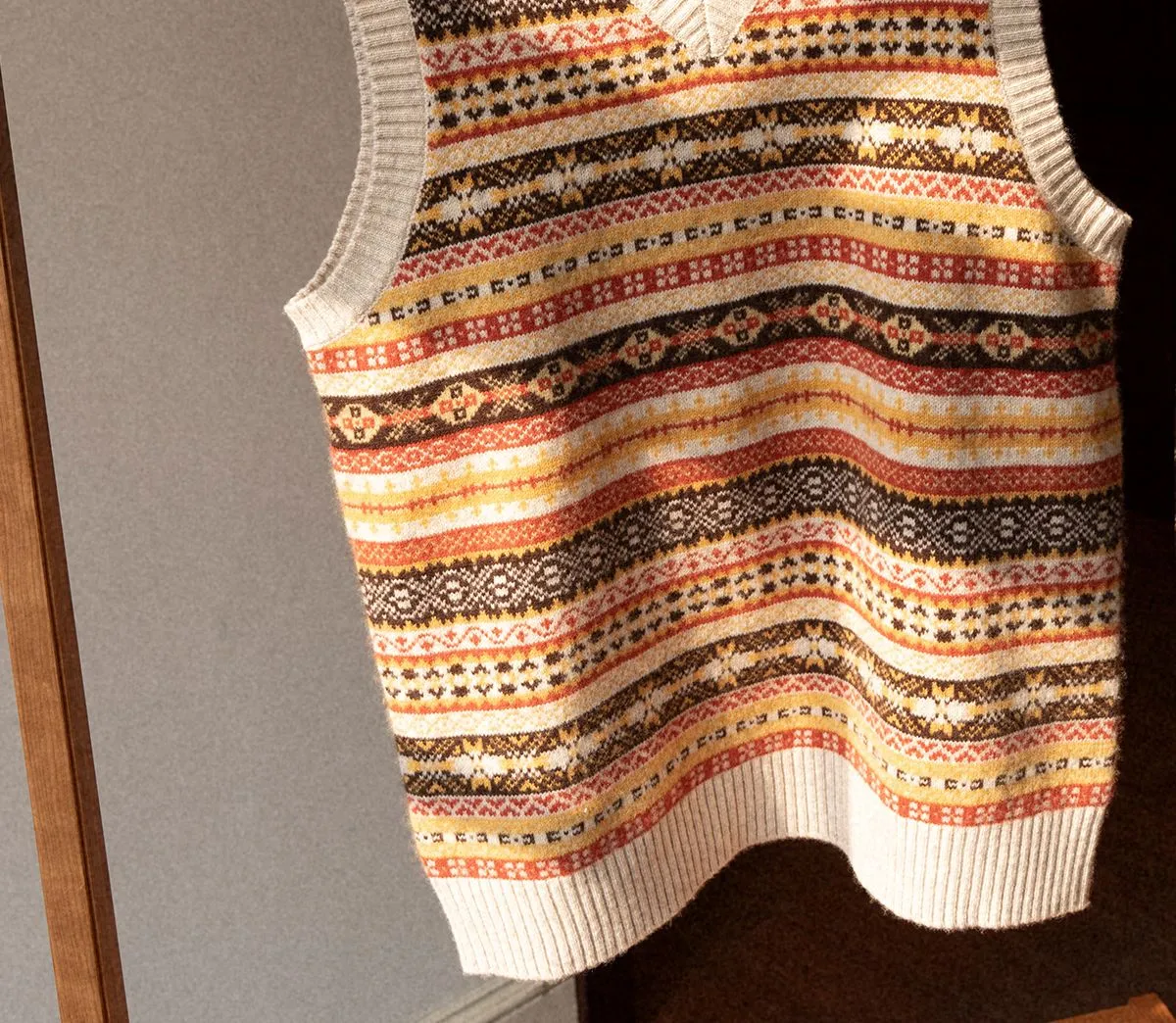 Merino Wool Knitted Fair Isle Vest