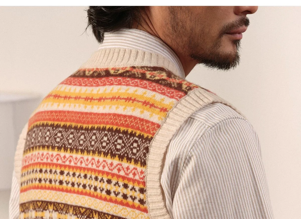 Merino Wool Knitted Fair Isle Vest