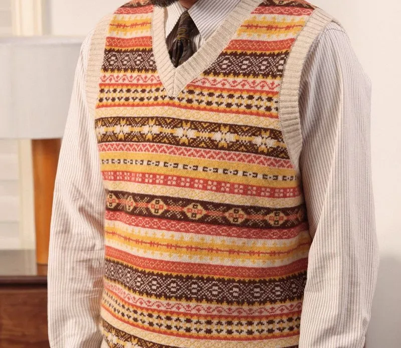 Merino Wool Knitted Fair Isle Vest