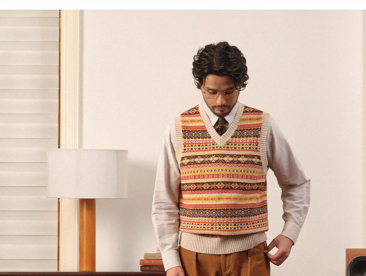 Merino Wool Knitted Fair Isle Vest