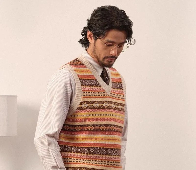 Merino Wool Knitted Fair Isle Vest