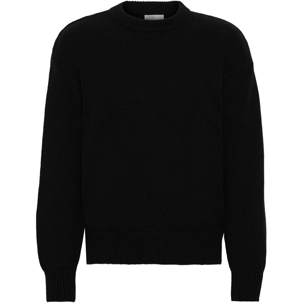 Merino Wool Oversized Crew Sweater in black