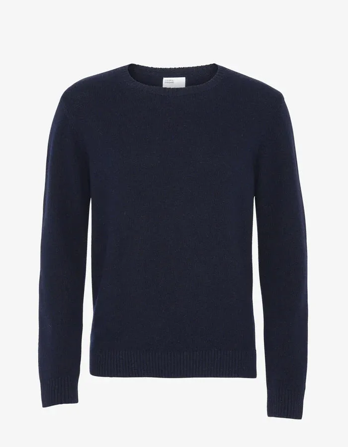 Merino Wool Oversized Crew Sweater in marine blue