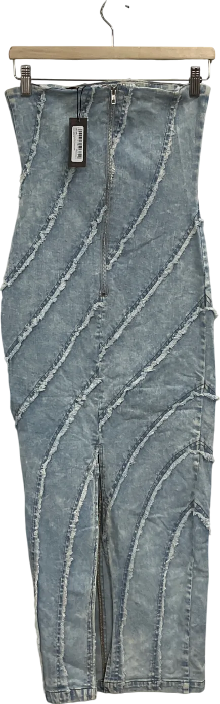 Misspap Blue Seam Detail Maxi Column Dress UK 6