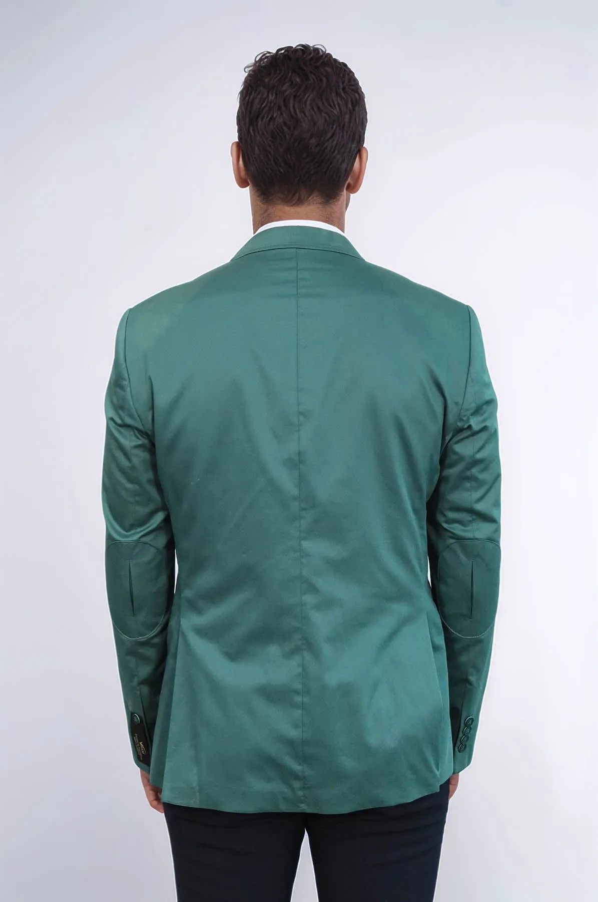 Modeled Cotton Green Blazer - Wessi