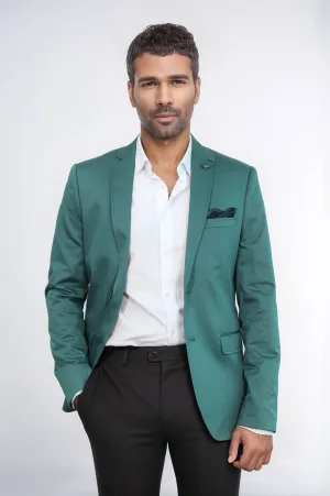 Modeled Cotton Green Blazer - Wessi