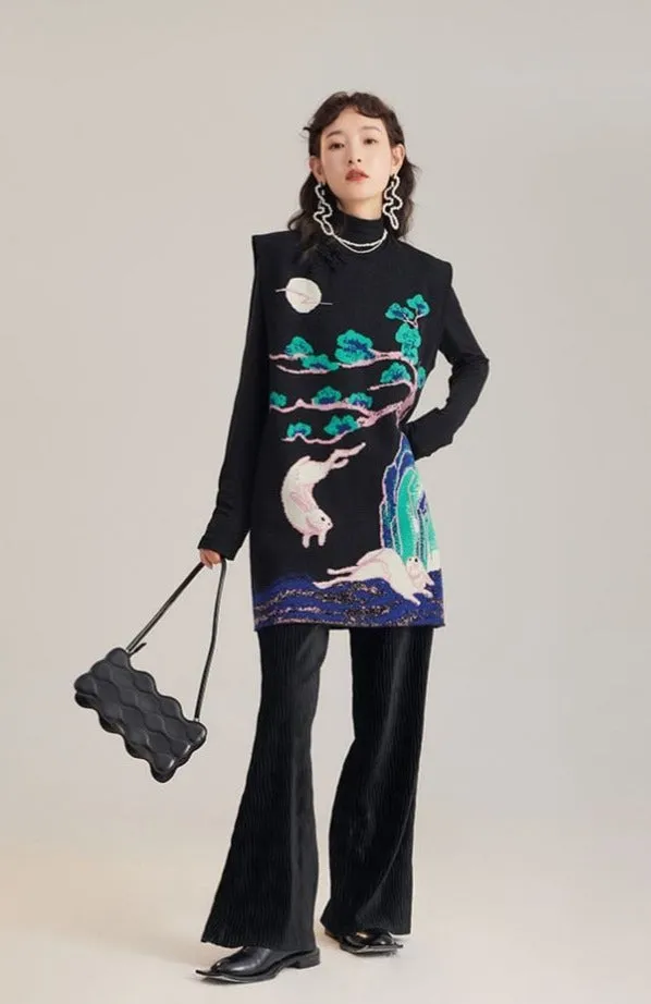 Moonlit White Rabbit Knit Tops