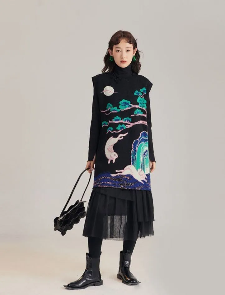 Moonlit White Rabbit Knit Tops