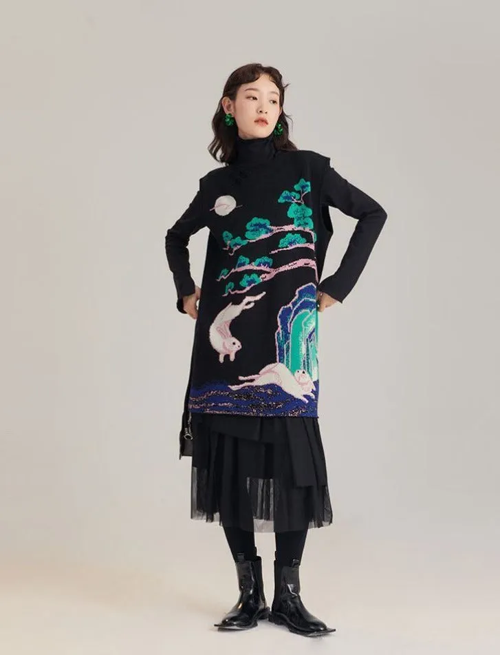 Moonlit White Rabbit Knit Tops