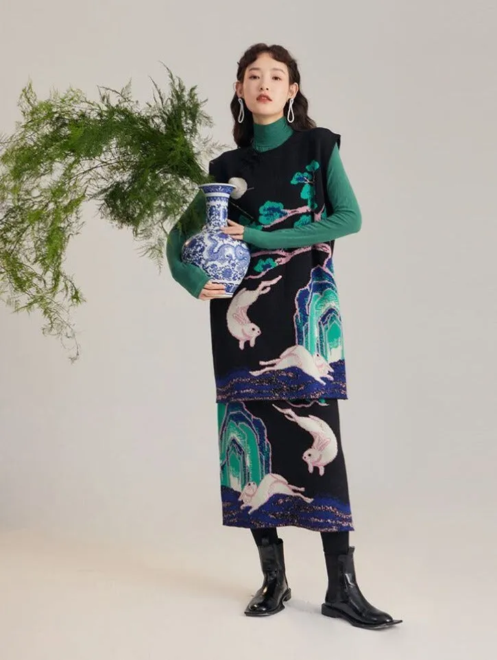 Moonlit White Rabbit Knit Tops