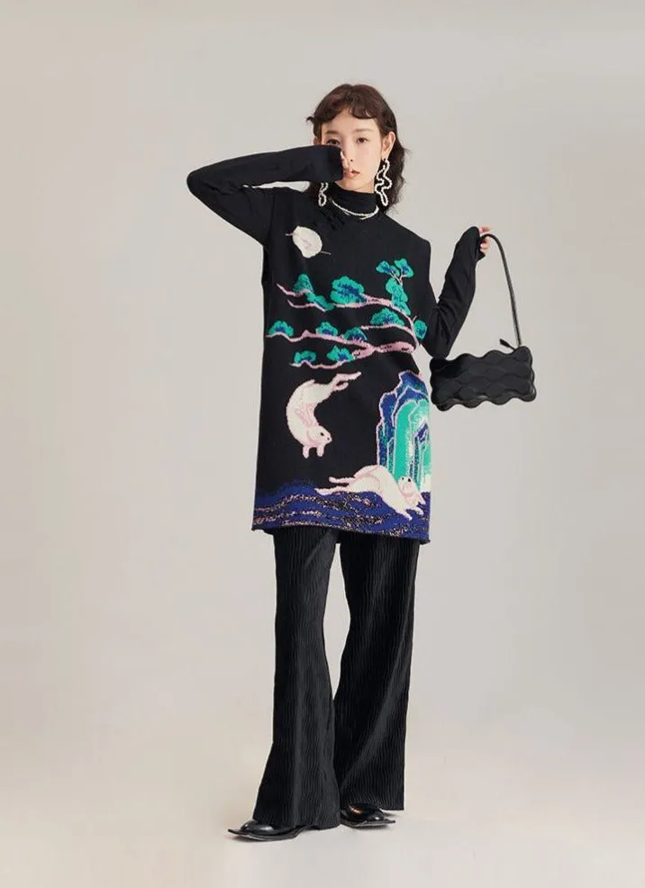 Moonlit White Rabbit Knit Tops