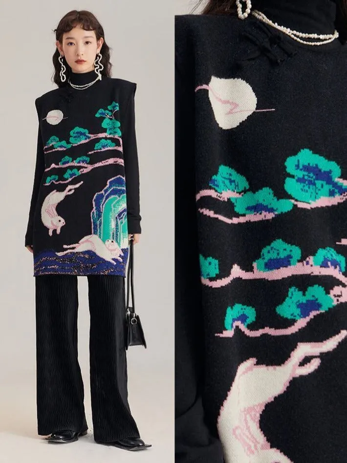 Moonlit White Rabbit Knit Tops
