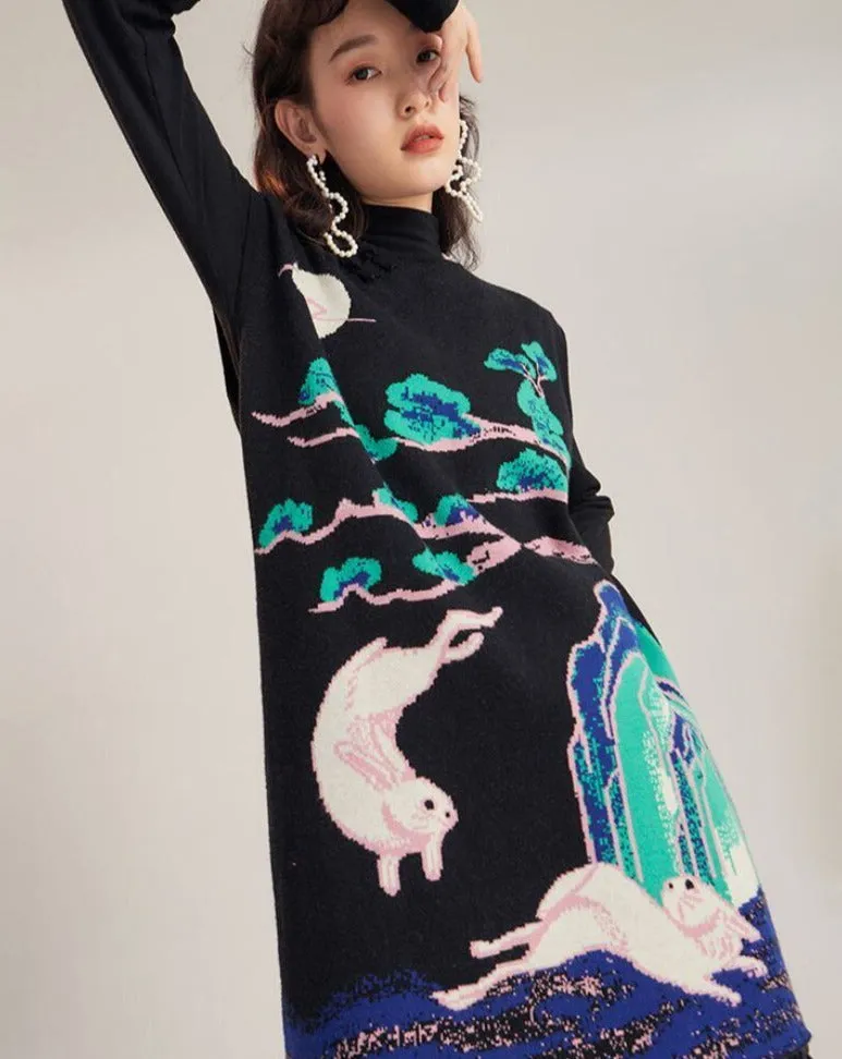 Moonlit White Rabbit Knit Tops