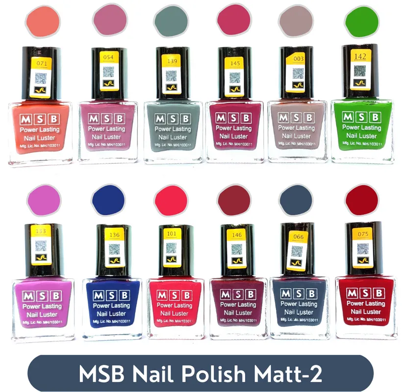 MSB Matt- 2 Nail Polish (Pack of 12, 8ML Each)