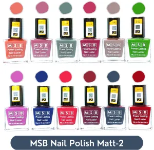 MSB Matt- 2 Nail Polish (Pack of 12, 8ML Each)