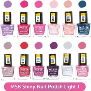 MSB Shiny Light- 1 Nail Polish (Pack of 12, 8ML Each)