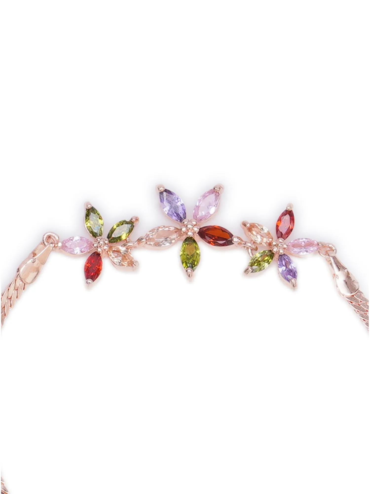 Multi-Color Rose Gold Plated Cubic Zirconia Bracelet
