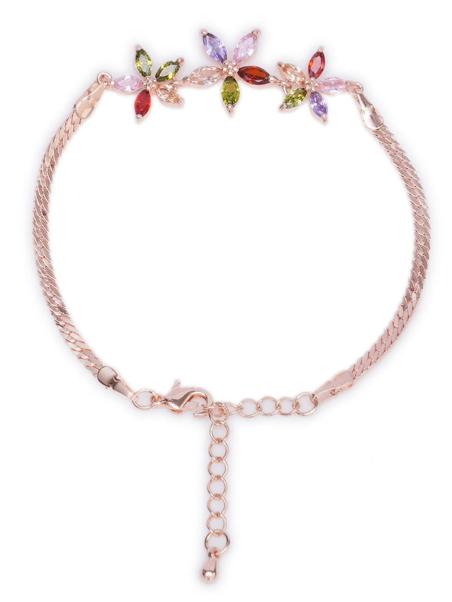 Multi-Color Rose Gold Plated Cubic Zirconia Bracelet