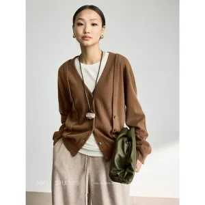 Multi-Wear Wool and Cashmere V-Neck Cardigan