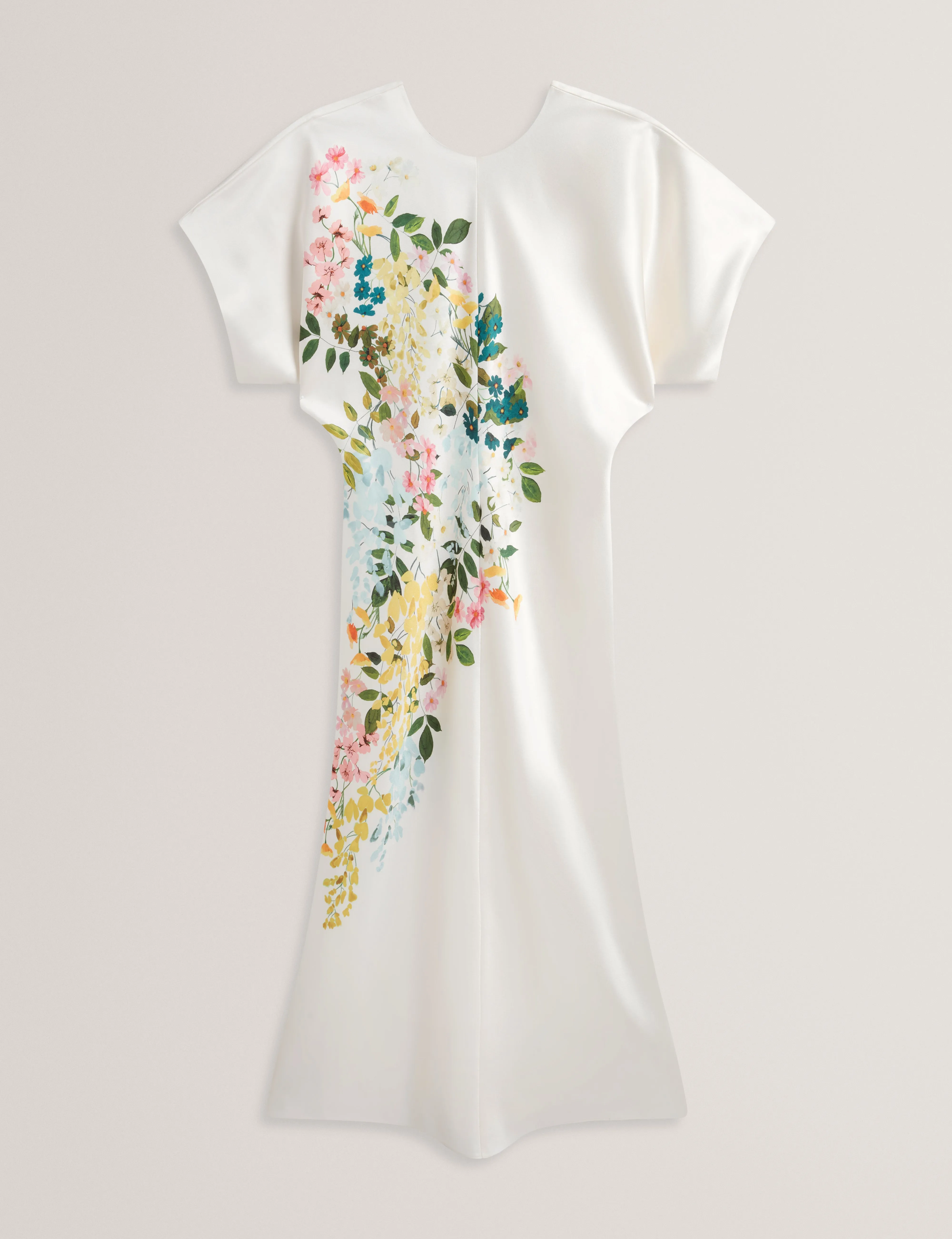 Myzan Slouch Sleeve Waisted Column Dress Ivory