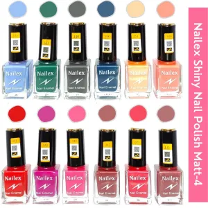 Nailex Matt- 4 Nail Polish (Pack of 12, 9.9ML Each)