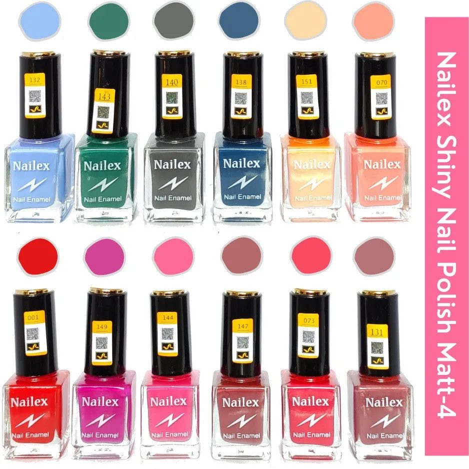 Nailex Matt- 4 Nail Polish (Pack of 12, 9.9ML Each)