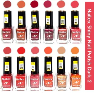 Nailex Shiny Dark- 2 Nail Polish (Pack of 12, 9.9ML Each)