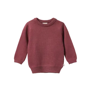 NATURE BABY MERINO KNIT PULLOVER RHUBARB