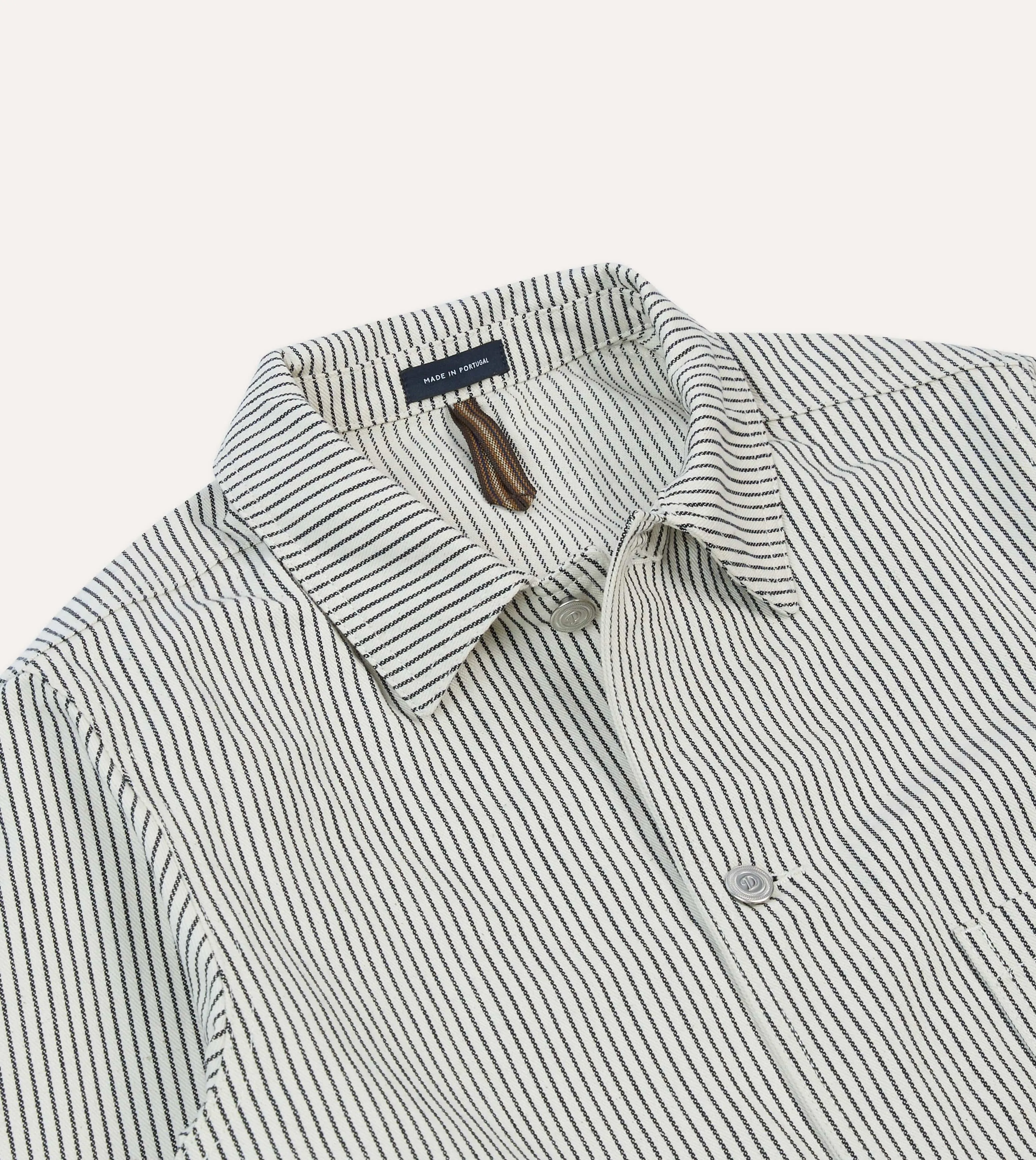 Navy and Ecru Stripe Cotton Stoker Jacket