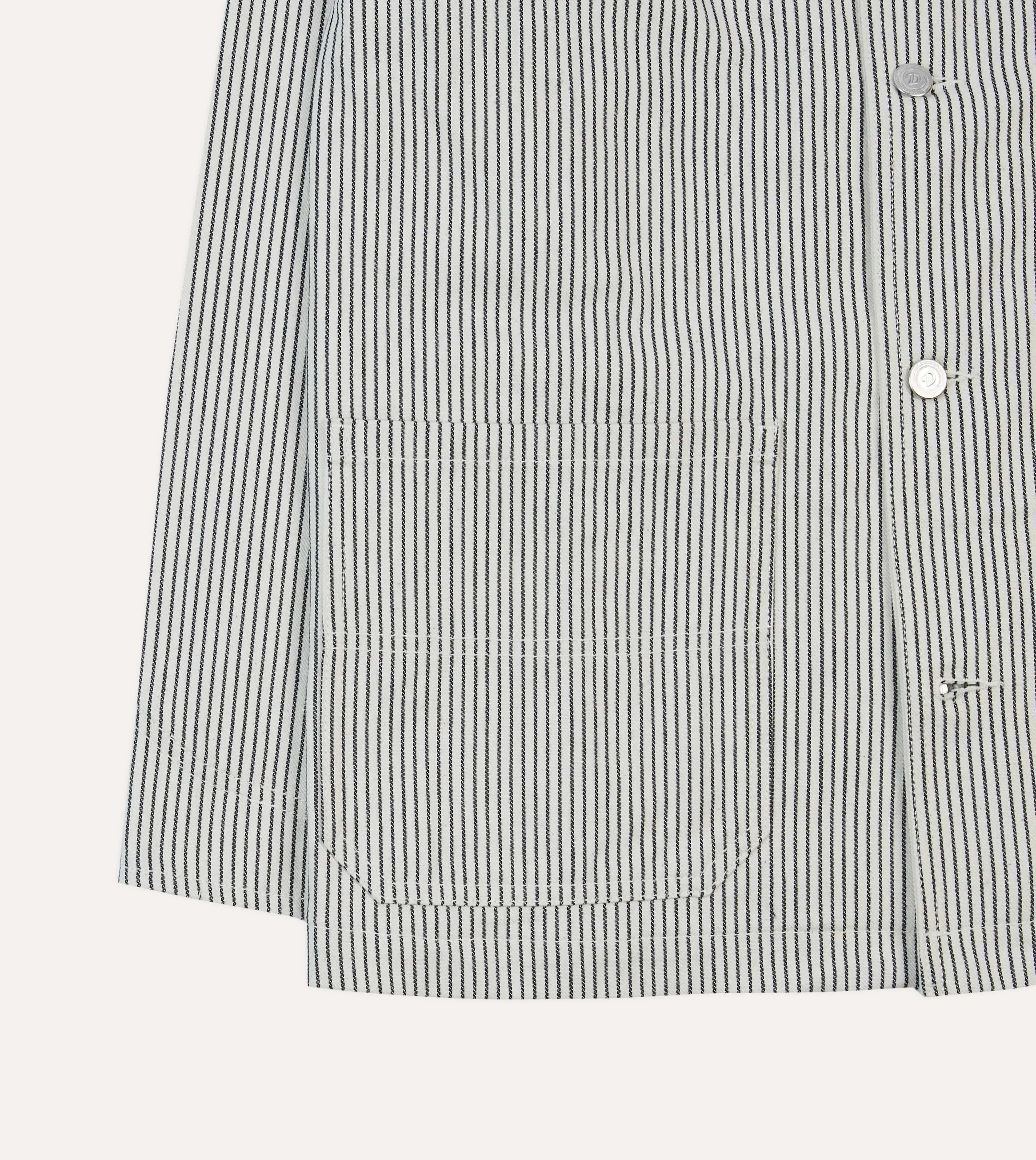 Navy and Ecru Stripe Cotton Stoker Jacket