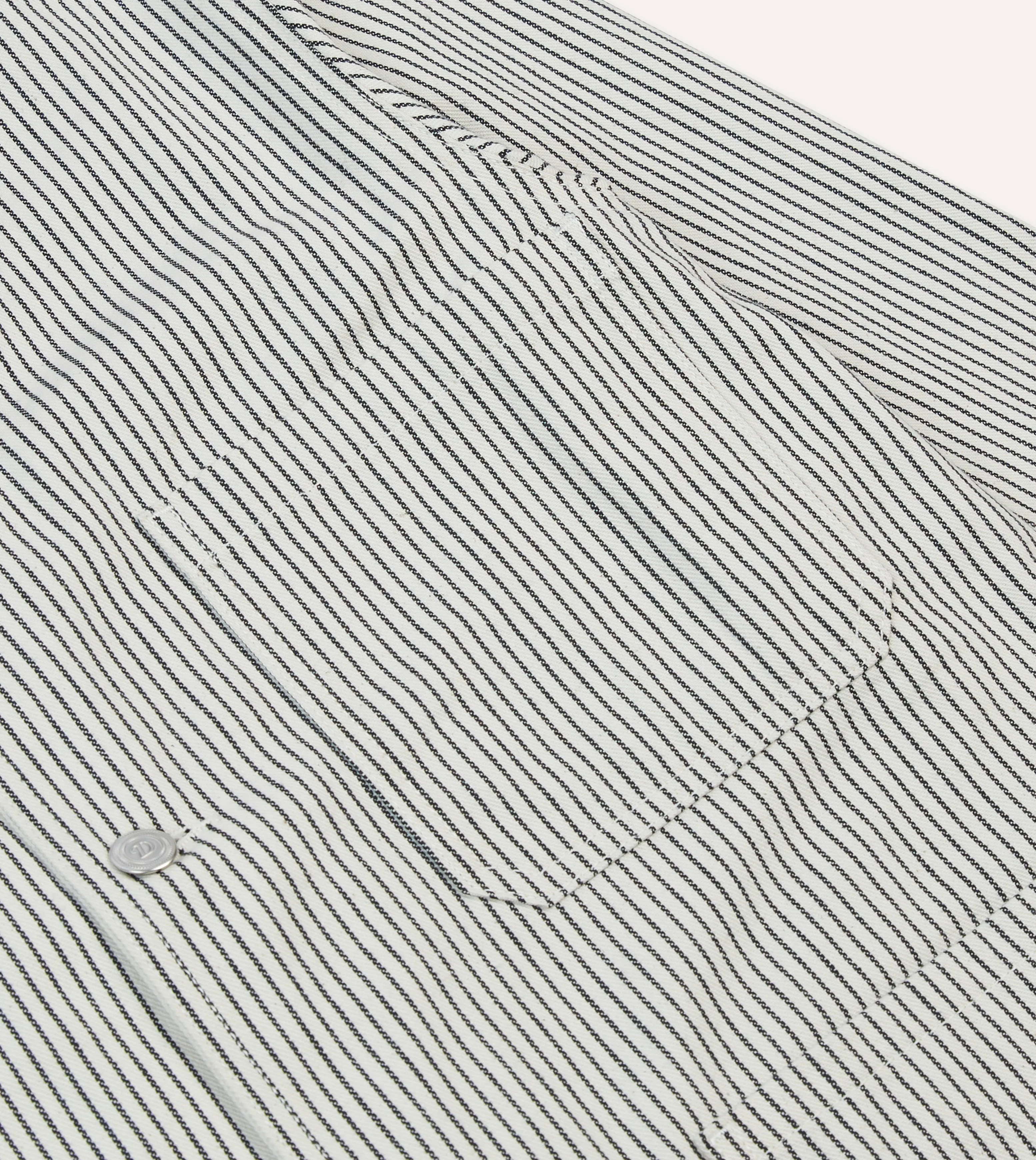 Navy and Ecru Stripe Cotton Stoker Jacket