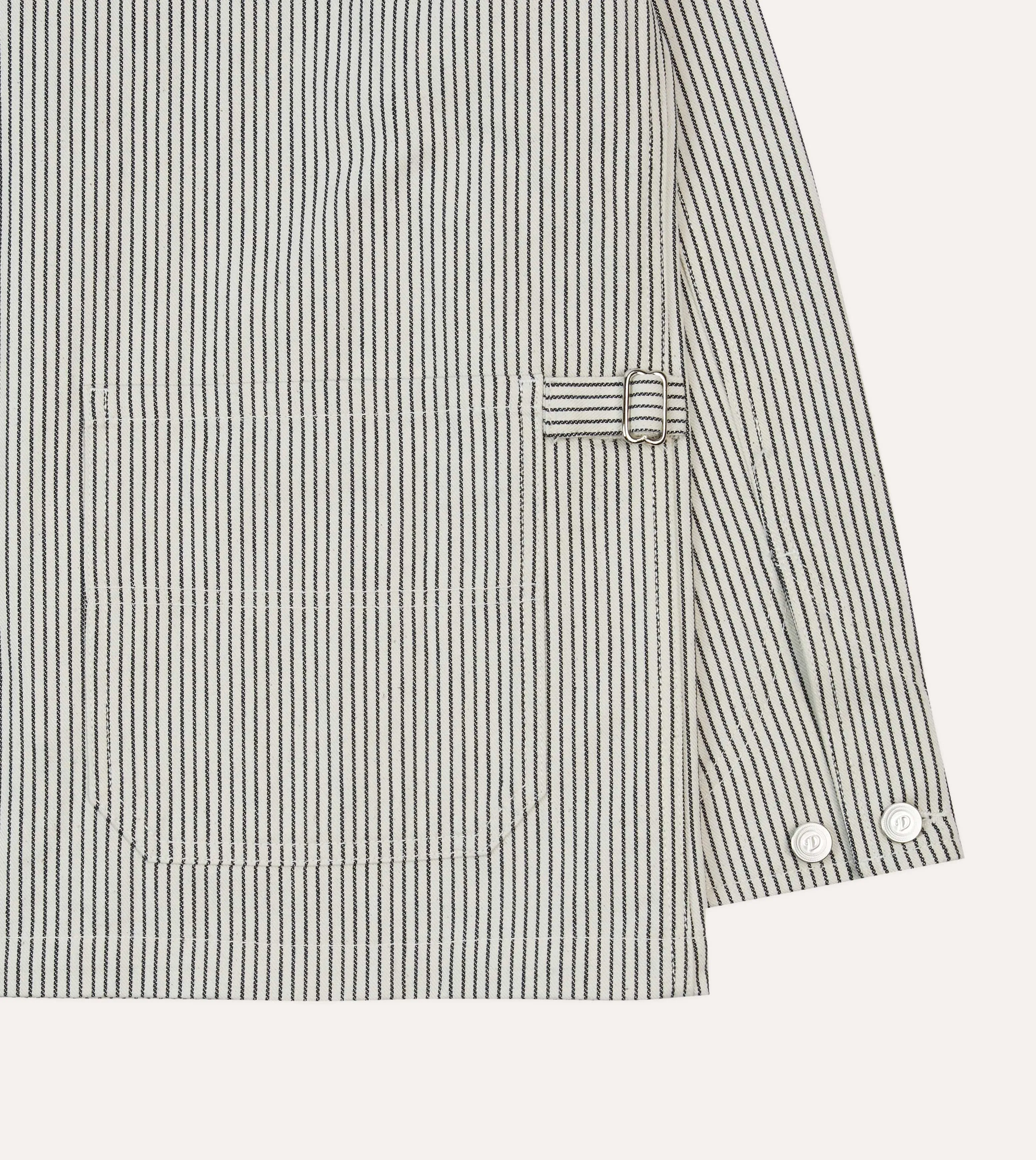 Navy and Ecru Stripe Cotton Stoker Jacket